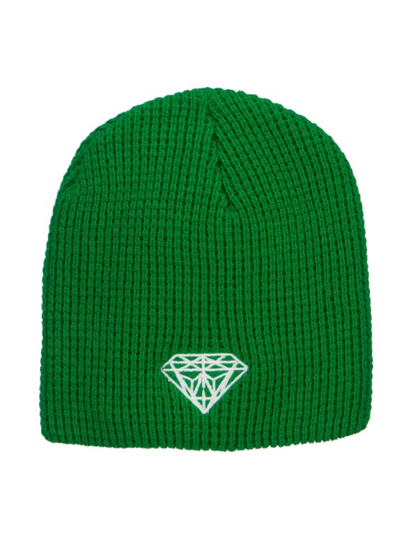 Big Size Diamond Embroidered Waffle Beanie - Kelly XL-3XL