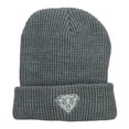thumbnail image 1 of Big Size Diamond Embroidered Waffle Cuff Beanie - Grey XL-3XL, 1 of 5