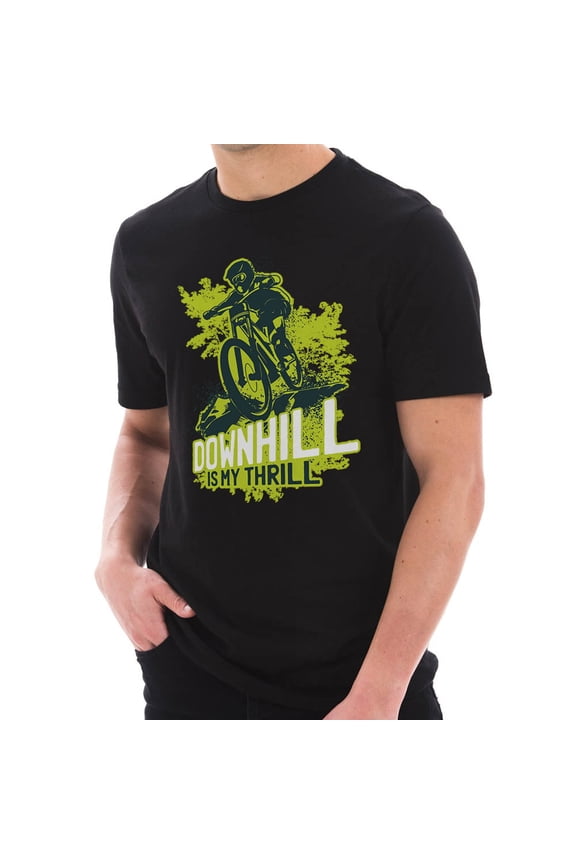 Big Size Downhill Is My Thrill Graphic Design Deluxe Jersey T-Shirt - Black 3XL