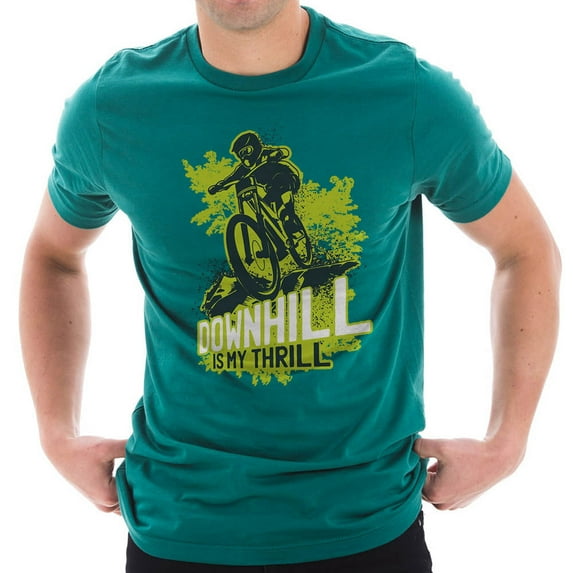 Big Size Downhill Is My Thrill Graphic Design Deluxe Jersey T-Shirt - Teal XL