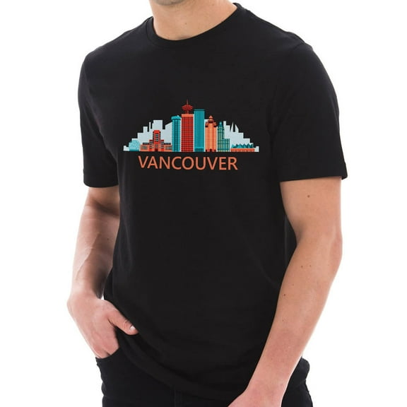 Big Size Downtown Vancouver Graphic Design Deluxe Jersey T-Shirt - Black XL