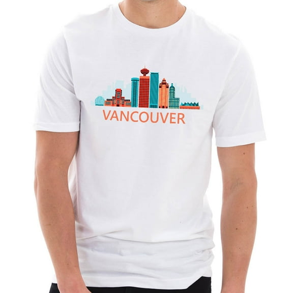 Big Size Downtown Vancouver Graphic Design Deluxe Jersey T-Shirt - White XL