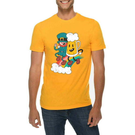 Big Size Drinking Buddies Graphic Design Deluxe Jersey T-Shirt - Taxi Gold XL