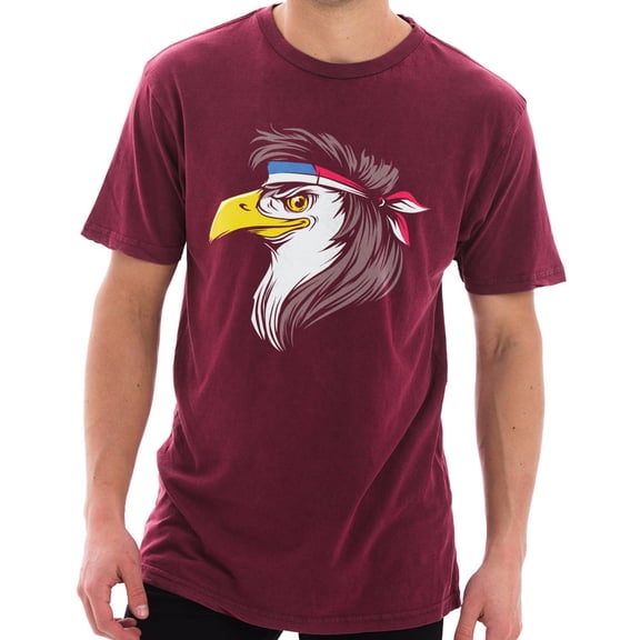 Big Size Eagle Mullet Ring Spun Cotton Vintage Short Sleeve Crewneck Graphic Shirt - Vintage Brick 3XL