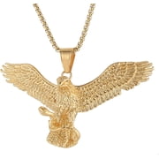 Big Size Eagle Necklace for Men 14K Gold Plated American Bald Eagle Pendant Necklaces Hawk Animal Necklace Jewelry Gift