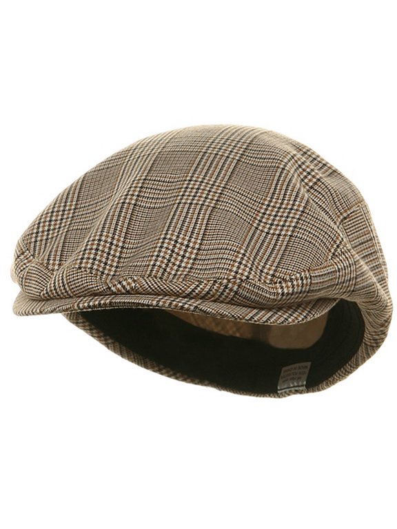Big Size Elastic Plaid Fashion Ivy Cap - Beige XL-3XL