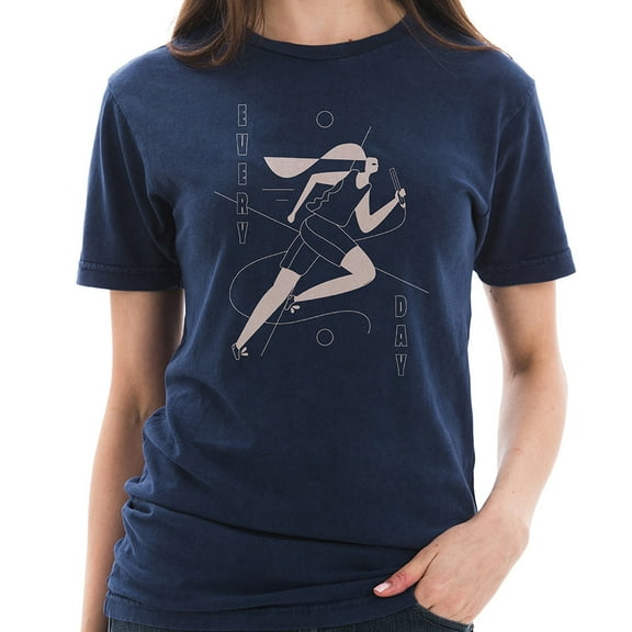 Big Size Everyday Runner Graphic Design Lane Seven Ring Spun Cotton Vintage Short Sleeve Crewneck Tee Shirt - Vintage Denim XL