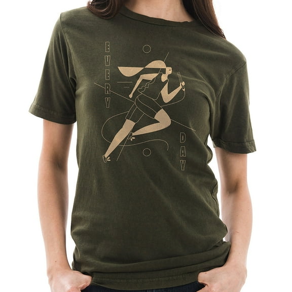 Big Size Everyday Runner Graphic Design Lane Seven Ring Spun Cotton Vintage Short Sleeve Crewneck Tee Shirt - Vintage Olive 3XL