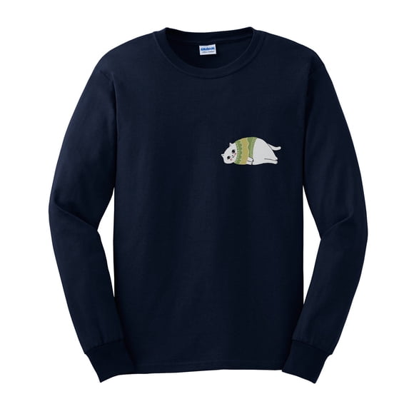 Big Size Fall Cat Big Size Ultra Cotton Long Sleeve Graphic T-Shirt - Navy XL