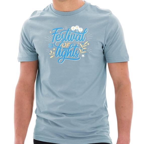 Big Size Festival of Lights Graphic Design Ring Spun Combed Cotton Short Sleeve Deluxe Jersey T-Shirt - Blue Mist 2XL