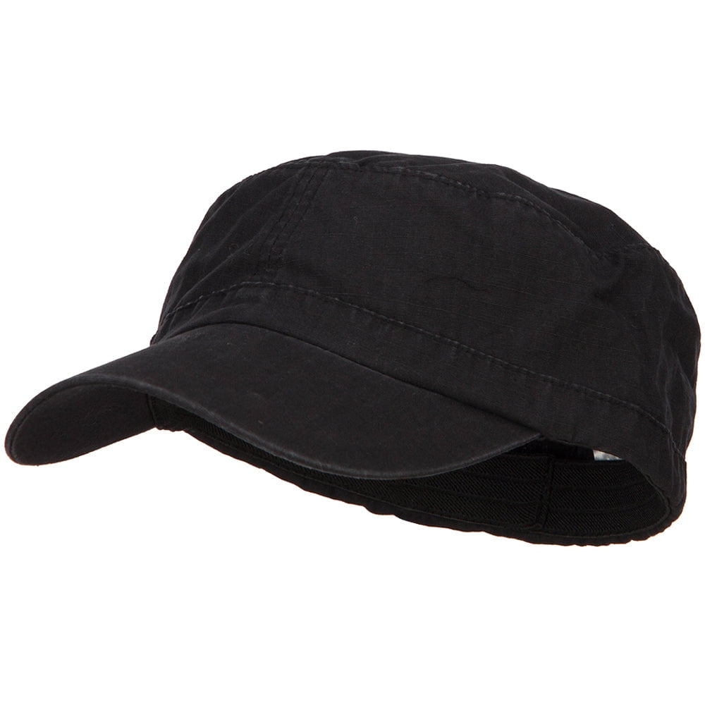 Big Size Fitted Ripstop Cotton Military Army Cap - Black OSFM - Walmart.com