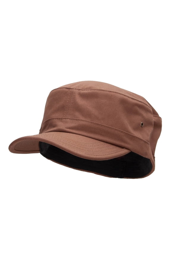 Big Size Fitted Trendy Army Style Cap - Brown 2XL-3XL