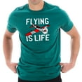 thumbnail image 1 of Big Size Flying Is Life Graphic Design Unisex Short Sleeve Cotton Jersey T-Shirt - Teal 3XL, 1 of 4
