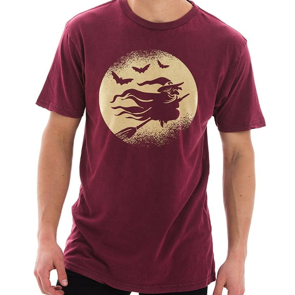 Big Size Flying Witch Graphic Design Unisex Ring Spun Cotton Vintage Short Sleeve Crewneck Tee Shirt - Vintage Brick 3XL