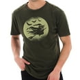 thumbnail image 1 of Big Size Flying Witch Graphic Design Unisex Ring Spun Cotton Vintage Short Sleeve Crewneck Tee Shirt - Vintage Olive 3XL, 1 of 4
