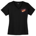 thumbnail image 1 of Big Size Football Drip Graphic Design Ladies Big Size Mesh V-Neck TShirt - Black 2XL, 1 of 2