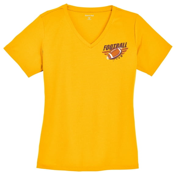 Big Size Football Drip Graphic Design Ladies Big Size Mesh V-Neck TShirt - Gold 2XL