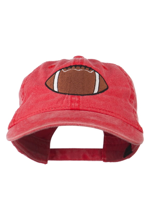 Big Size Football Embroidered Washed Cap - Red XL-3XL
