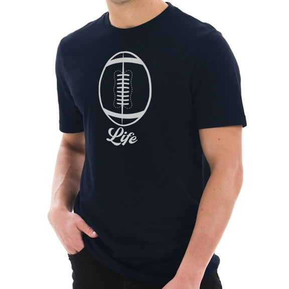 Big Size Football Life Graphic Design Unisex Short Sleeve Cotton Jersey T-Shirt - Navy XL