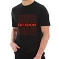 thumbnail image 1 of Big Size Freedom Repeated Phrase Cotton Short Sleeve Graphic Shirt - Black 2XL, 1 of 4