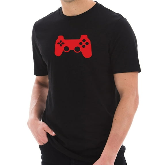 Big Size Game Controller Graphic Design Short Sleeve Cotton Jersey T-Shirt - Black 3XL