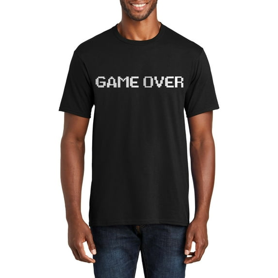 Big Size Game Over Ending Graphic Men's Premium Crew Neck Tee Shirt - Jet Black 4XL
