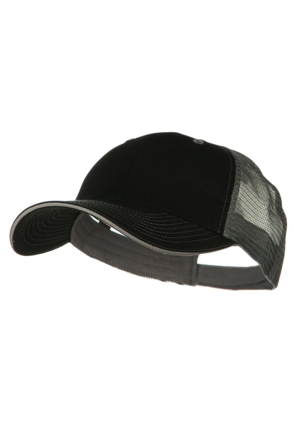 Big Size Garment Washed Cotton Twill Mesh Cap - Black Grey XL-3XL
