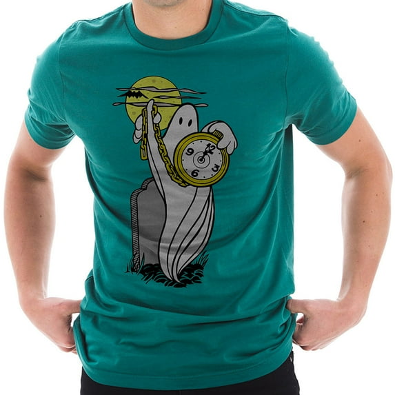 Big Size Ghost With Attitude Graphic Design Unisex Ring Spun Combed Cotton Short Sleeve Deluxe Jersey T-Shirt - Teal 2XL