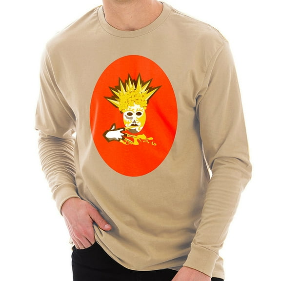 Big Size Golden Mardi Gras Mask Graphic Design Unisex Ring Spun Cotton Premium Long Sleeve T-shirt - Mushroom 3XL