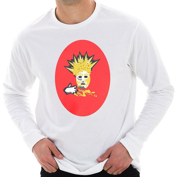 Big Size Golden Mardi Gras Mask Graphic Design Unisex Ring Spun Cotton Premium Long Sleeve T-shirt - White 2XL