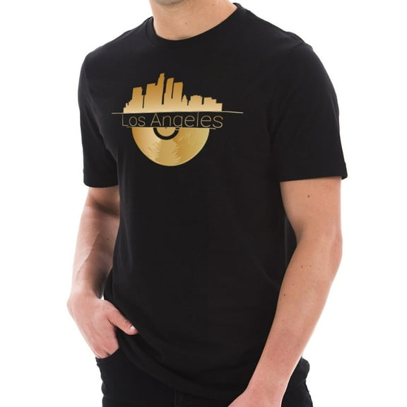 Big Size Golden Record San Francisco Graphic Design Short Sleeve Jersey T-Shirt - Black 3XL