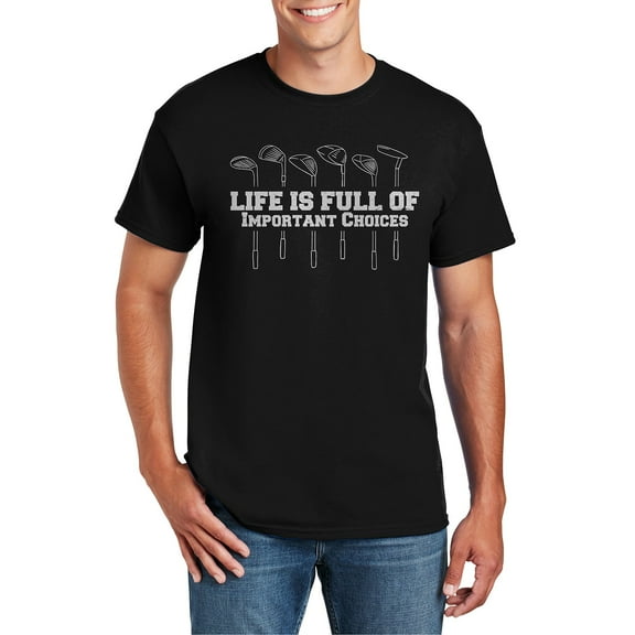 Big Size Golf Choices Graphic Men's DryBlend Cotton Polyester T-Shirt - Black XL
