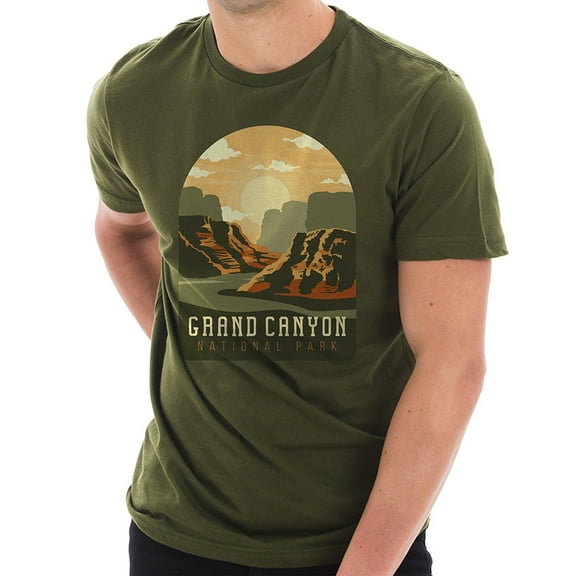 Big Size Grand Canyon National Park Cotton Short Sleeve Deluxe Jersey Graphic Shirt - Army Green XL