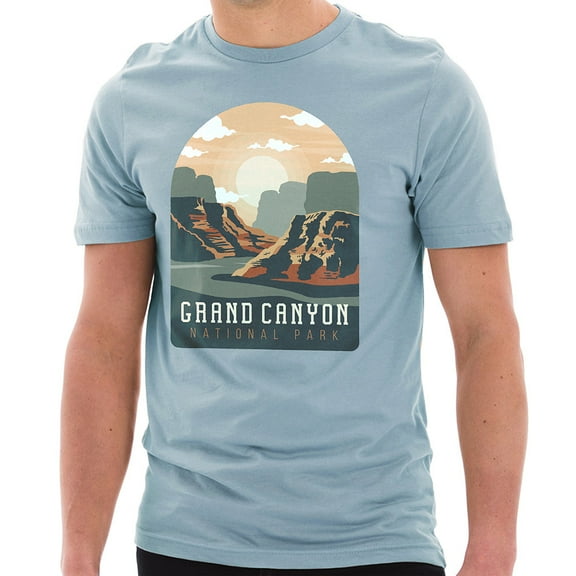 Big Size Grand Canyon National Park Cotton Short Sleeve Deluxe Jersey Graphic Shirt - Blue Mist XL