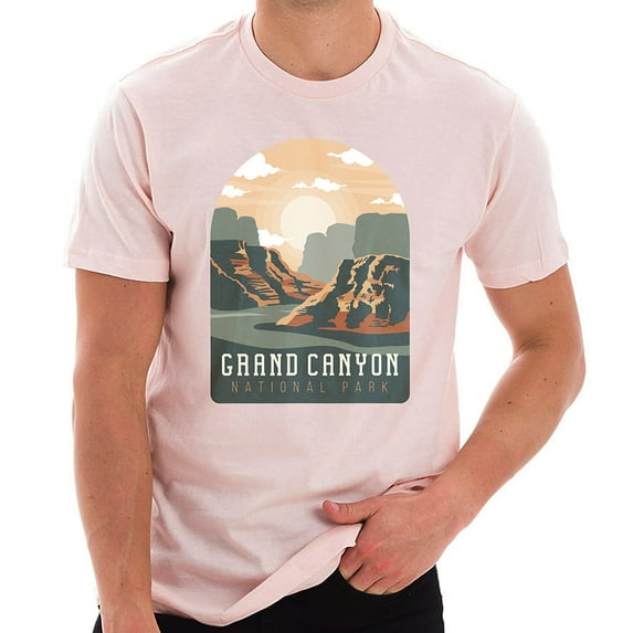 Big Size Grand Canyon National Park Cotton Short Sleeve Deluxe Jersey Graphic Shirt - Pale Pink XL