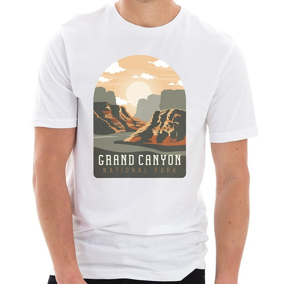 Big Size Grand Canyon National Park Cotton Short Sleeve Deluxe Jersey Graphic Shirt - White 2XL