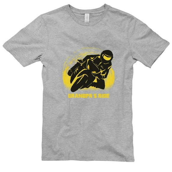 Big Size Grandpa's Ride Graphic Design Ring Spun Combed Cotton Short Sleeve Deluxe Jersey T-Shirt - Heather Grey XL