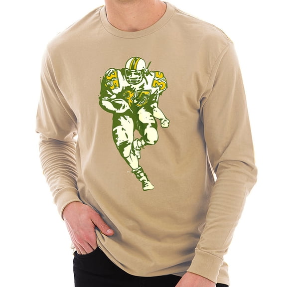 Big Size Gridiron Running Back Graphic Design Ring Spun Cotton Premium Long Sleeve T-shirt - Mushroom 2XL