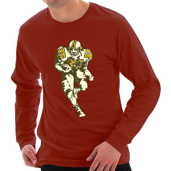 Big Size Gridiron Running Back Graphic Design Ring Spun Cotton Premium Long Sleeve T-shirt - Paprika XL