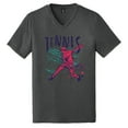thumbnail image 1 of Big Size Grunge Tennis Player V-Neck Graphic Shirt - Black Frost 2XL, 1 of 2