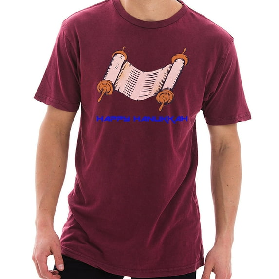 Big Size Hanukkah Scroll Graphic Design Unisex Ring Spun Cotton Vintage Short Sleeve Crewneck Tee Shirt - Vintage Brick XL