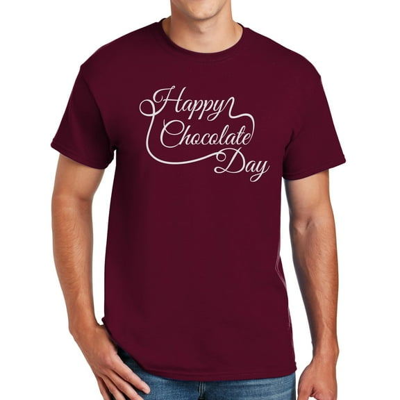 Big Size Happy Chocolate Day Graphic Design Men's Big Size Cotton Polyester DryBlend T-Shirt - Maroon 2XL