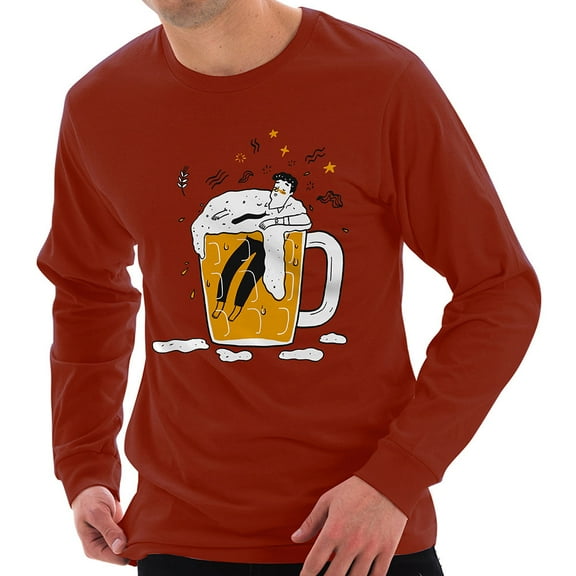 Big Size Happy Hour Soak Graphic Design Unisex Ring Spun Cotton Premium Long Sleeve T-shirt - Paprika XL