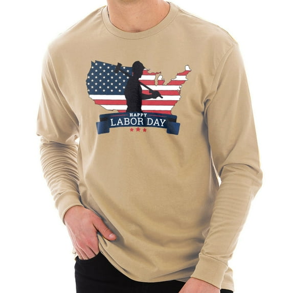 Big Size Happy Labor Day Unisex Ring Spun Cotton Premium Long Sleeve T-shirt - Mushroom XL