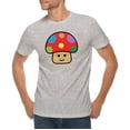 thumbnail image 1 of Big Size Happy Toad Mushroom Graphic Design Deluxe Jersey T-Shirt - Heather Grey 2XL, 1 of 4