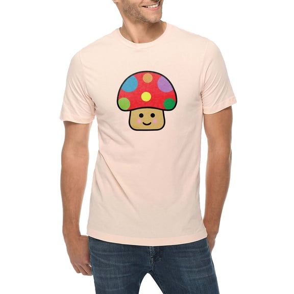 Big Size Happy Toad Mushroom Graphic Design Deluxe Jersey T-Shirt - Pale Pink XL