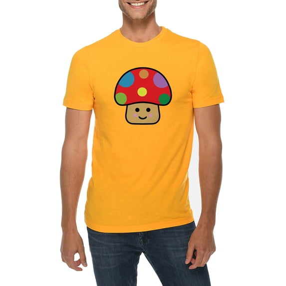Big Size Happy Toad Mushroom Graphic Design Deluxe Jersey T-Shirt - Taxi Gold XL
