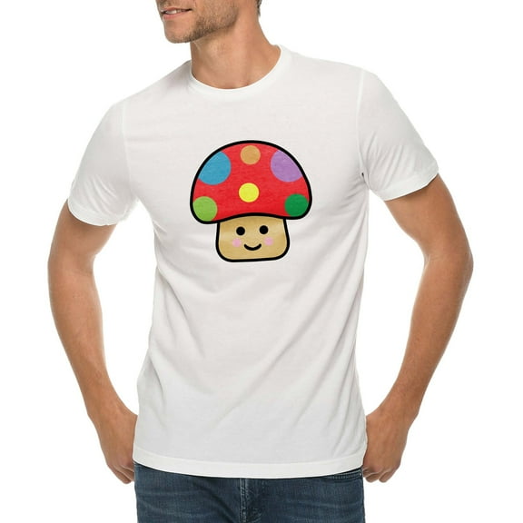 Big Size Happy Toad Mushroom Graphic Design Deluxe Jersey T-Shirt - White 3XL
