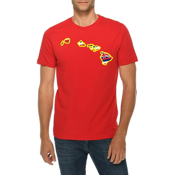 Big Size Hawaii Flag Map Graphic Design Deluxe Jersey T-Shirt - Red 2XL