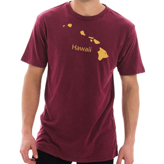 Big Size Hawaii Vintage Map Graphic Design Unisex Cotton Short Sleeve T-Shirt - Vintage Brick XL